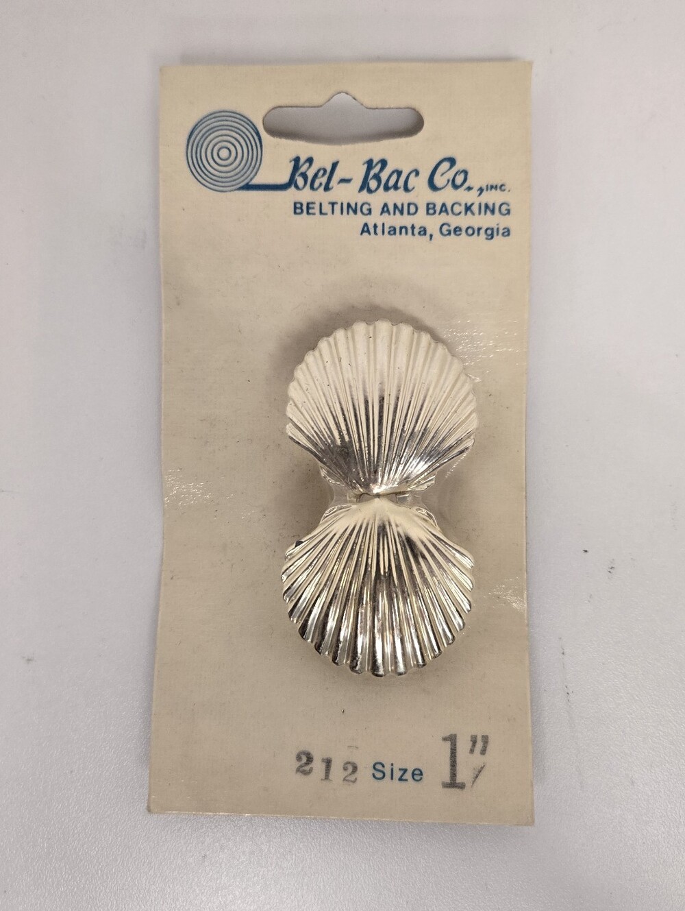 Bel-Bac Co. Sea Shell Shaped Gold Tone Interlocking 2 Pc Belt Buckle 1" Vintage